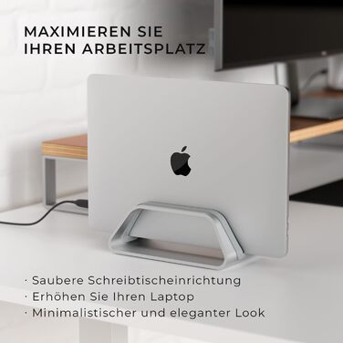 Підставка для ноутбука Vertikaler: стильна підставка для MacBook, MacBook Air, MacBook Pro (алюміній, срібло)