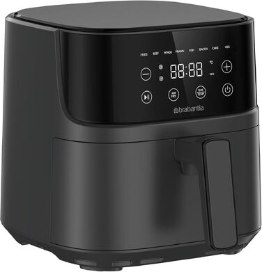 Аерофритюрниця Brabantia Airfryer XL 4 л, 1700 Вт, цифровий сенсорний дисплей, 8 програм, без PFAS, чорна, BBEK1134