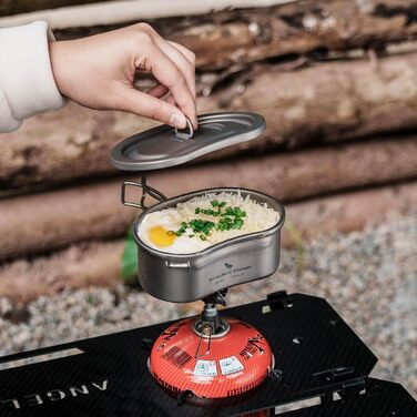 Набір для приготування їжі iBasingo Ti2046C: титановий посуд для кемпінгу та подорожей (600мл каструля, 300мл чашка)