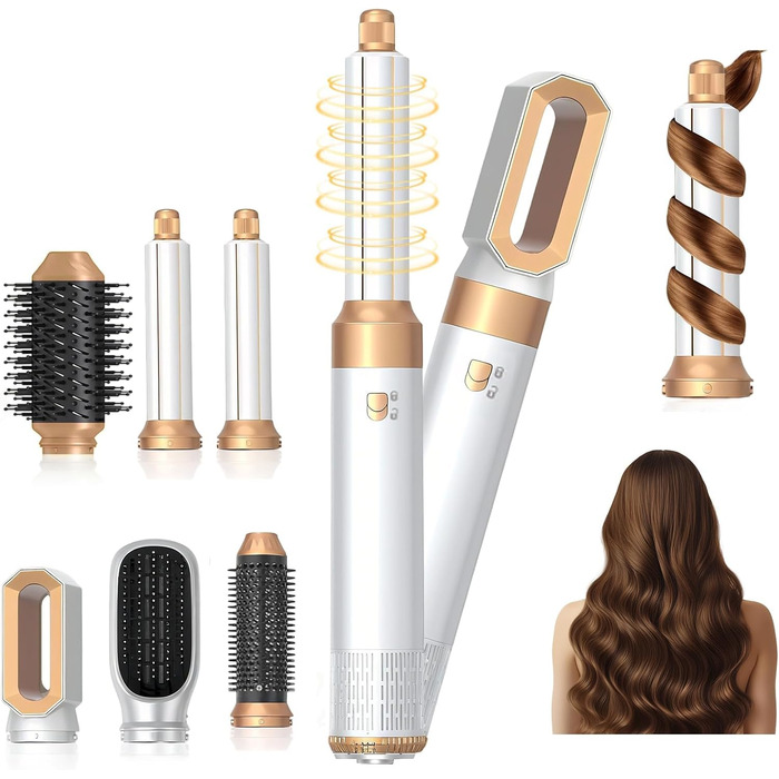 Airstyler 5 в 1 1000W Warmluftbürste набір для укладки волосся: фен-щітка, випрямляч, плойка, насадки для локонів та сушіння