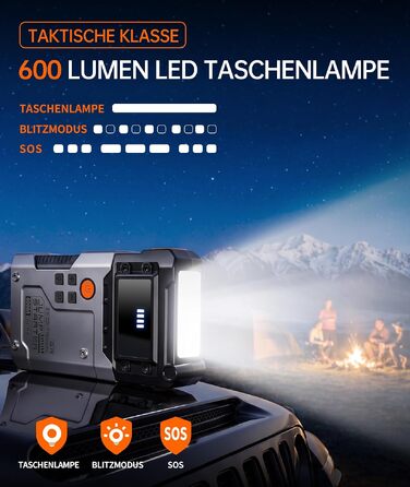 Бустер для автомобіля Starthilfe Powerbank 6000A — Пусковий пристрій для всіх типів авто, чорно-сірий