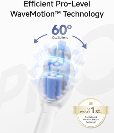 Електрична зубна щітка Laifen Wave Pro з 6 режимами, акумулятор на 70 днів, прозорий корпус (нержавіюча сталь)