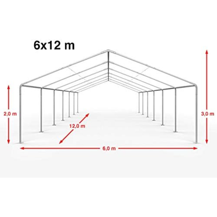 Преміум тент TOOLPORT 6x12 м для вечірок, павільйон з водонепроникного ПЕ, сірий-білий, для саду, свят, пивний намет
