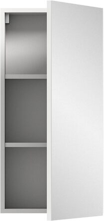 Дзеркальна шафка для ванної xonox.home Vira X2LA9723, біла, меламін, 38x77x18 см, з великою дзеркальною поверхнею, 1-дверна