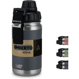 Термос пляшка Campo Libre Umberto I Premium, 400 мл, нержавіюча сталь, ізотермічна, для газованої води, герметична, підходить для миття в посудомийці, колір Deep Grey