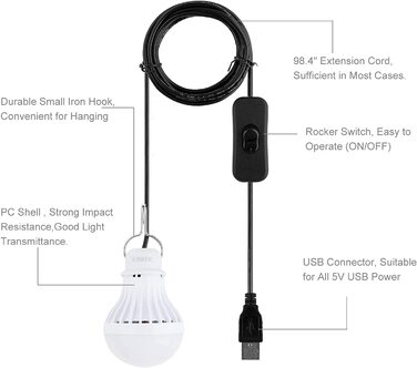 Набір Onite: 2 портативні LED кемпінгові лампи з USB, тепле світло для намету, кемпінгу, дачі, підвалу, майстерні, аварійного освітлення