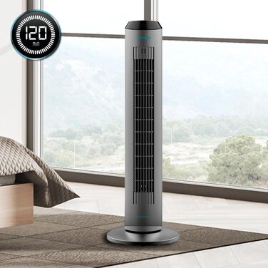 Вентилятор вежний Cecotec EnergySilence 8190 Skyline Ionic, 84 см, з пультом, таймером, іонізатором, мідний двигун, сірий