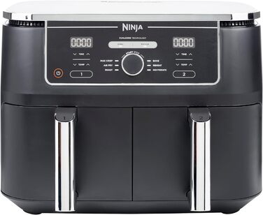 Фритюрниця аерогриль Ninja Foodi MAX Dual Zone 9,5 л, 2 відсіки, цифрова, антипригарна, 6-в-1, 8 порцій, чорна (AF400EU)