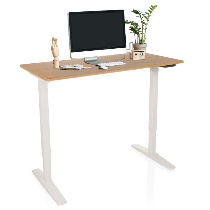 Письмовий стіл STAND BASIC 120 x 60 з електричним регулюванням висоти білий/дубовий hjh OFFICE