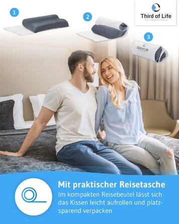 Подушка для шиї MATAR Quickdry: ортопедична піна Memory Foam, швидковисихаючий чохол, для сну на боку та спині, антрацит
