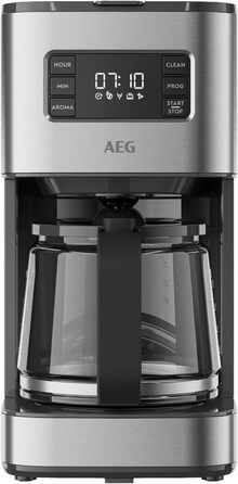 Кавоварка AEG CM5-1-6ST Deli 5, 1,5 л, нержавійка, програмований таймер, підтримка тепла, захист, індикатор рівня води, антикрапельна функція