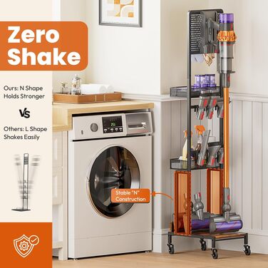 Підставка для пилососа Dyson V15, V12, V11, V10, V8, V7, V6 Gen5 з тримачем для насадок, чорна док-станція для зберігання