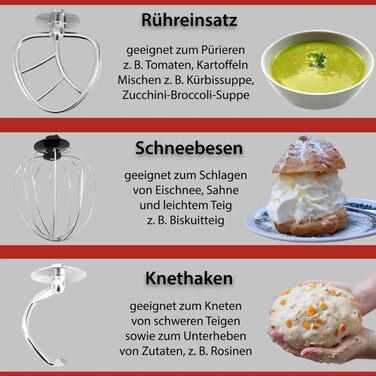 Кухонна машина Syntrox Germany Snofru, 12 л, нерж. сталь, м’ясорубка, багатофункціональний міксер, 2000 Вт, червона