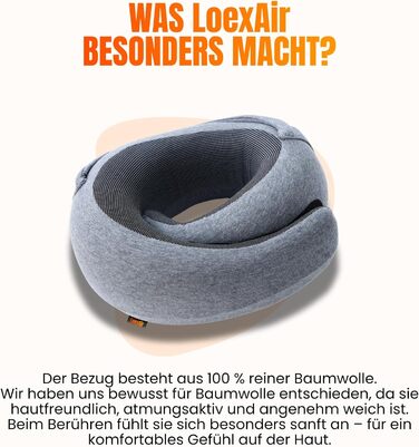 Подорожня подушка для шиї з капюшоном з ефектом пам'яті (Memory Foam) для літака, авто та поїздок, 100% бавовна, світло-сіра (Hooded Pro)
