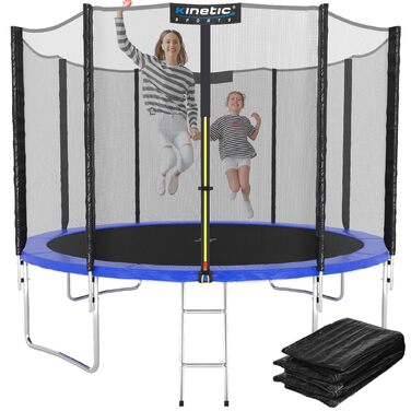 Батут вуличний KINETIC SPORTS Salto Plus Ø183 см з сіткою, драбиною та захисним покриттям - для дітей