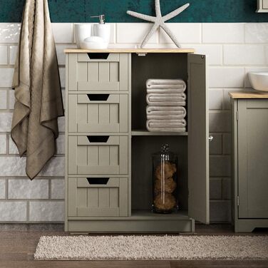 Шафа для ванної Bath Vida Priano з 4 ящиками і дверцятами, сірий, 81х60х30 см, деревостружкова плита