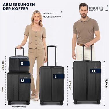 Валіза велика Wittchen Stripes Line XL (76.5x50x29 см) — Жорстка пластикова валіза-тролей ABS, 96 л, 4 колеса 360°, кодовий замок, телескопічна ручка, пудрово-рожева