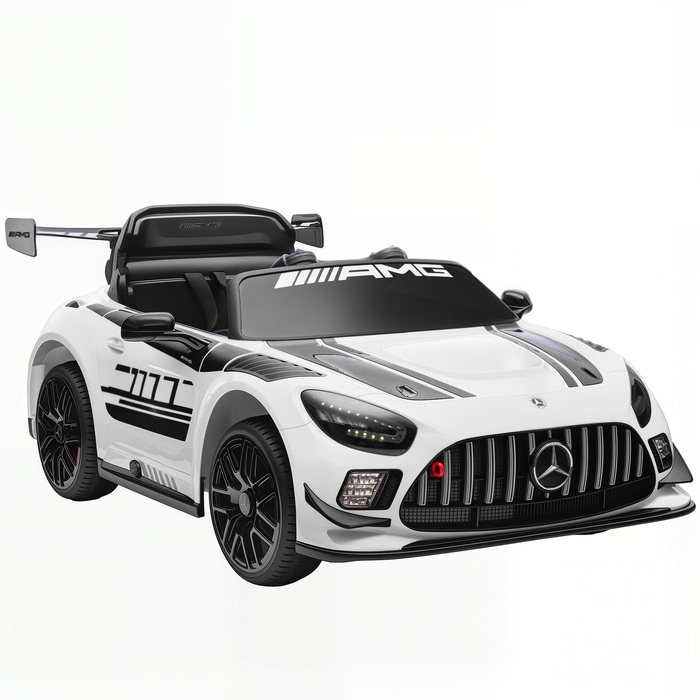 Електромобіль Mercedes-Benz для дітей, 12V, з LED-підсвіткою, музикою, звуком клаксона, для дітей віком 3-8 років, білий