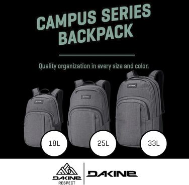 Рюкзак Dakine Campus 25L унісекс для школи, ноутбука та подорожей, водовідштовхуючий, поліестер, колір Carbon II