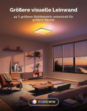 Стельовий світильник Govee RGBICWW Pro LED, 55W, 4800лм, диммований, круглий (45.5 см), розумна підсвітка