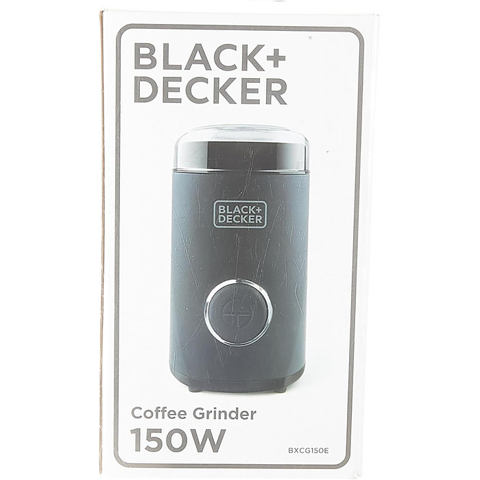 Кавомолка Black+Decker BXCG150E, 150 Вт, пластик, чорна, для 12 чашок, для кавових зерен