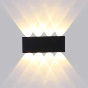 Світильник настінний LED Lightsjoy 16Вт, чорний, для внутрішнього та зовнішнього використання, сучасний дизайн, IP65, водонепроникний, алюмінієвий корпус, освітлення для сходів, вітальні, спальні, коридору, тепле біле світло