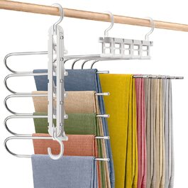 Металеві багатоярусні вішалки для штанів Housolution, 5-рівневі, 4 шт, для одягу, шарфів, краваток, рушників, компактні органайзери для шафи, магазину чи балкона, сірі