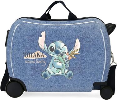 Дитяча валіза Disney Stitch Dance it out, жорсткий ABS, 50x38x20 см, 34 л, синя, на 2 колесах, з кодовим замком