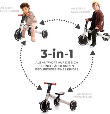 Триколісний велосипед Kinderkraft 4TRIKE 3в1: біговел, самокат, велосипед, чорний (12 міс - 5 років)