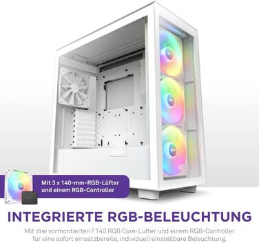Ігровий корпус NZXT H7 Elite 2023 ATX, білий, скло, USB-C, RGB вентилятори, готовий до водяного охолодження