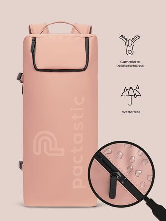 Великий рюкзак-сумка Pactastic 62 см, мультифункціональний, для подорожей, 3 способи носіння, водостійкий веганський матеріал, рожевий, з окремим нижнім відділенням