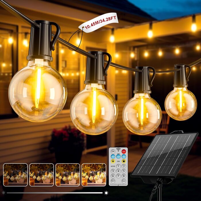 Сонячна гірлянда LED для вулиці 17.1м, 8 режимів, IP44, 24+1 лампочки, акумулятор 3600mAh - для саду, балкону, вечірок