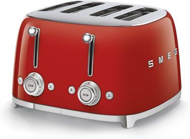 Тостер Smeg TSF03WHEU 4 відділення, червоний: тостування, розморожування, підігрів, 6 рівнів, 2000 Вт