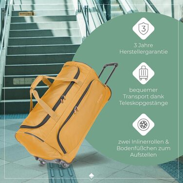 Дорожня сумка на колесах Travelite Basics Fresh L, 89 літрів, жовта, 71 см