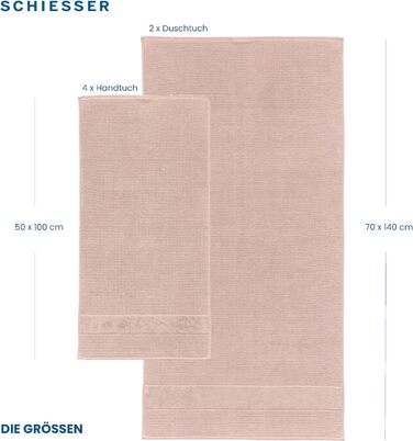 Рушники Schiesser Turin 4 шт, 100% бавовна, пудрово-рожеві, 50x100 см, екологічні