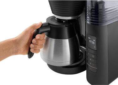 Кавоварка Melitta AromaFresh Therm Pro X з млином, термокухлем і знімним резервуаром для води, фільтраційна кавомашина на 8 чашок, чорна