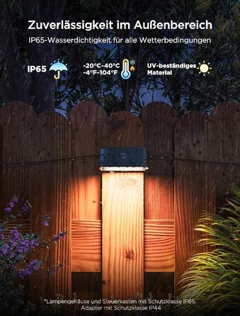 Розумні вуличні стінові світильники Govee Outdoor Wall Lights, RGBWIC, водонепроникні IP65, комплект 12 шт.