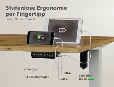 Електричний стіл KRIEG HighDesk SMART 160x80 см білий - регульований по висоті стіл для роботи сидячи та стоячи