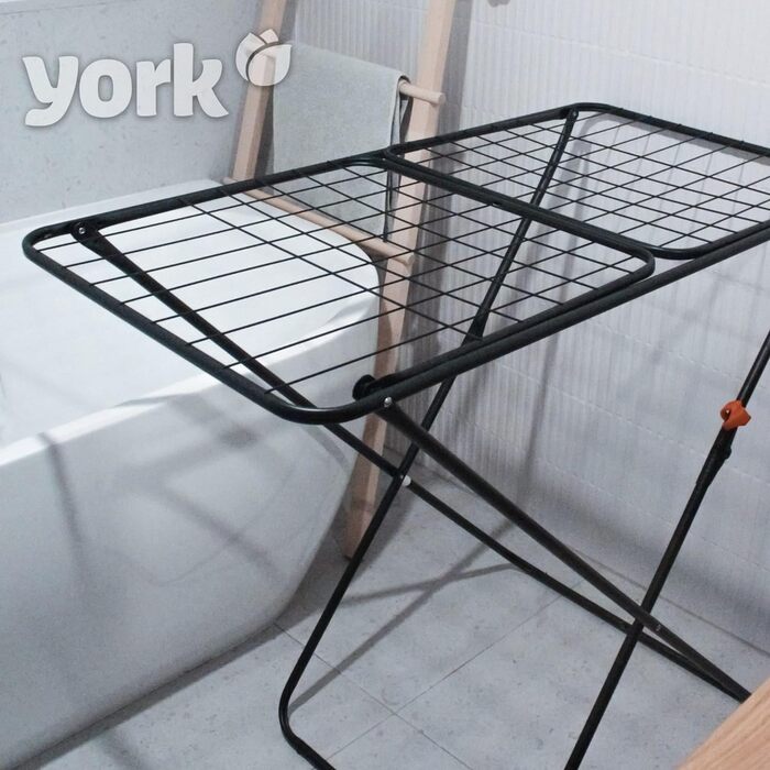 Сушарка для білизни York STABILO, металева, компактна, міцна, для балконів і терас, до 15 кг, чорна