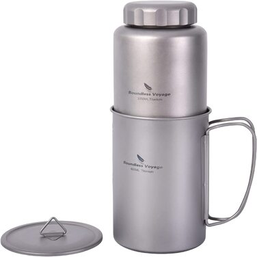 Фляга iBasingo Titan Outdoor 600ml + 1050ml (Ti3007d) - для кемпінгу, туризму та пікніків