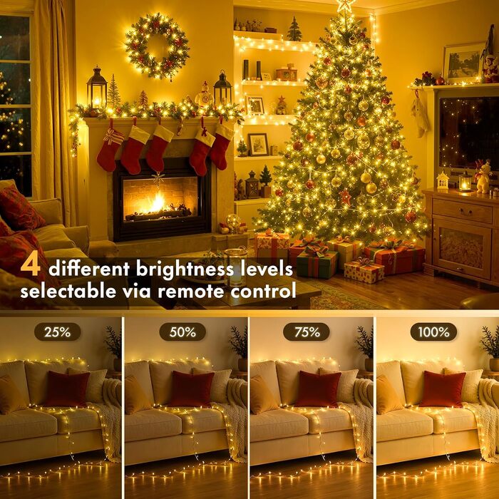 Світлодіодна гірлянда-сітка MAGGIFT 1000 LED (20м/40м), теплий білий колір, з пультом дистанційного керування для Різдва та Нового року