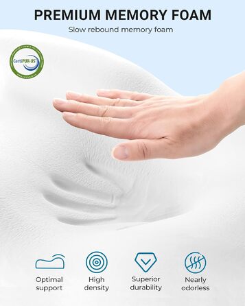 Подушка ортопедична Elviros з піною Memory Foam для сну на боку та спині, регульована, знімний чохол сірий