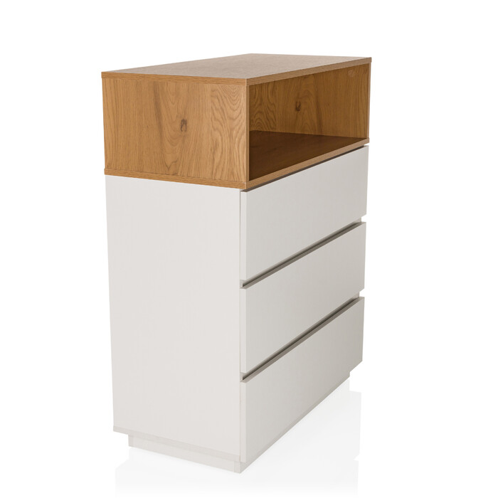 Комод MELMO K 80x40x100 см 3 шухляди білий/дуб hjh LIVING