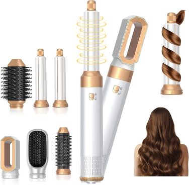 Airstyler 5 в 1 1000W Warmluftbürste набір для укладки волосся: фен-щітка, випрямляч, плойка, насадки для локонів та сушіння
