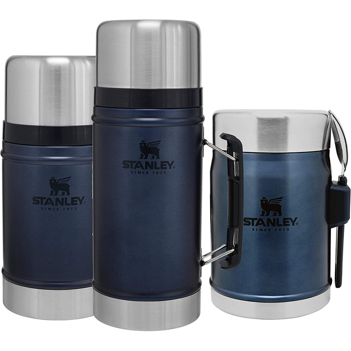 Термос для їжі Stanley Classic Legendary 400 мл з ложкою-виделкою, тримає тепло або холод до 7 годин, нержавіюча сталь, BPA-Free, можна мити в посудомийній машині, колір Nightfall