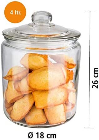 Скляна банка APS Classic 4 л для зберігання продуктів із кришкою на ущільнювачі, прозора, без маркування, герметичний контейнер