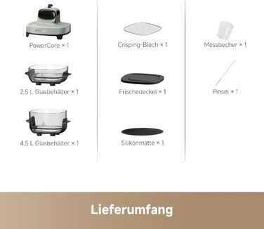 Фритюрниця Dreame Tasti AirFryer 5-в-1 з скляною чашею, 2.5L + 4.5L, 3D-конвекція, сенсорний дисплей, для дому та подорожей