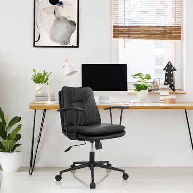 Офісне крісло / поворотне крісло SMALLO зі штучної шкіри чорний hjh OFFICE