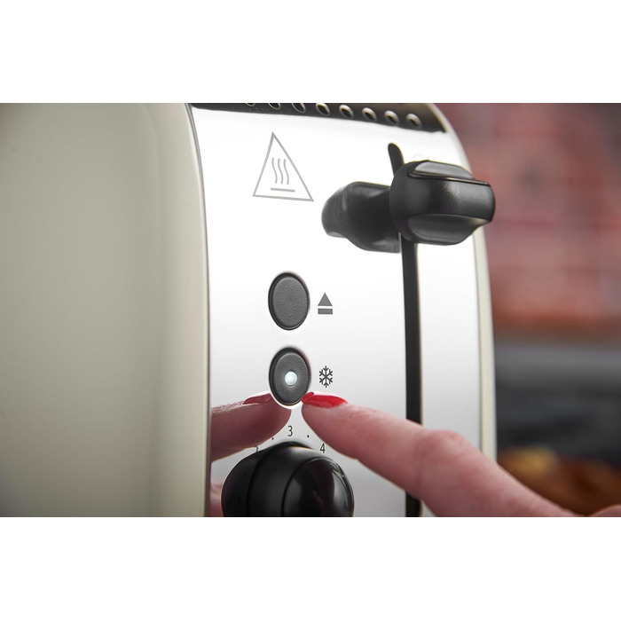 Тостер Russell Hobbs Colours Plus Edelstahl Creme на 2 тости, нержавіюча сталь - з підставкою для булочок, 6 режимів підсмажування, розморожування, Lift & Look, 1600 Вт
