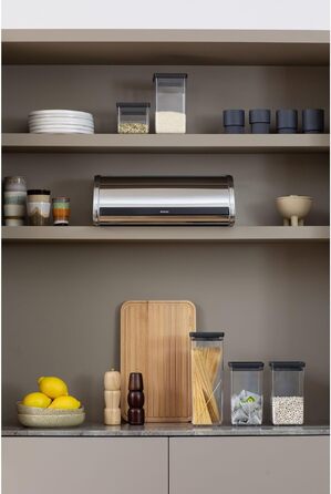 Контейнер для зберігання хліба Brabantia Rollbrotkasten, серія Brilliant Steel (з бічними стінками)